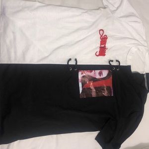 T-shirt half black/half color